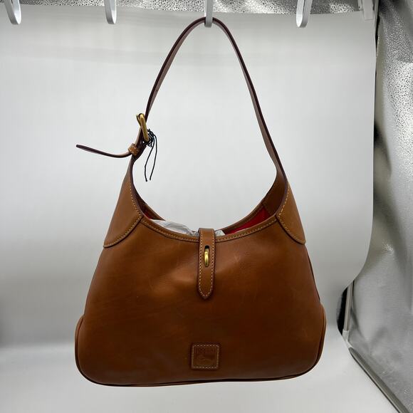 Dooney & Bourke Florentine Leather Crescent Hobo Brown Natural - Picture 2 of 16